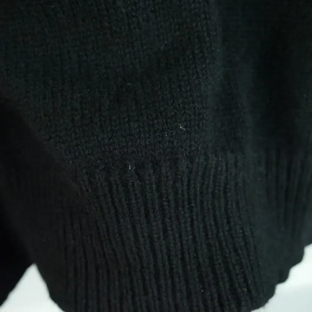 Vintage Polo Ralph Lauren Men's Medium 1/4 Zip Mockneck Wool‎ Sweater 90s Black
